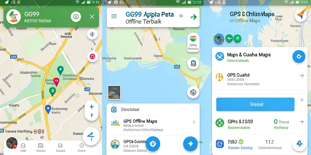 Antarmuka GG99 menunjukkan peta GPS Offline yang interaktif dan informatif.