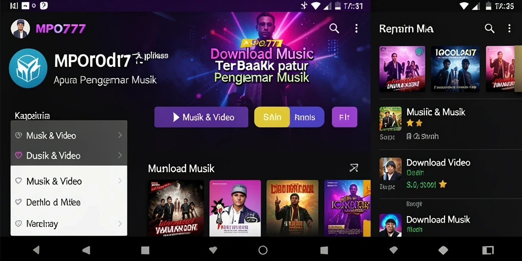 Tampilan antarmuka MPO777 yang intuitif untuk Download Musik.